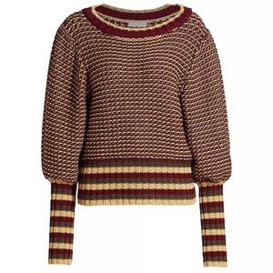 Ramy Brook Hadar Stripe Balloon Sleeve Sweater Size Small